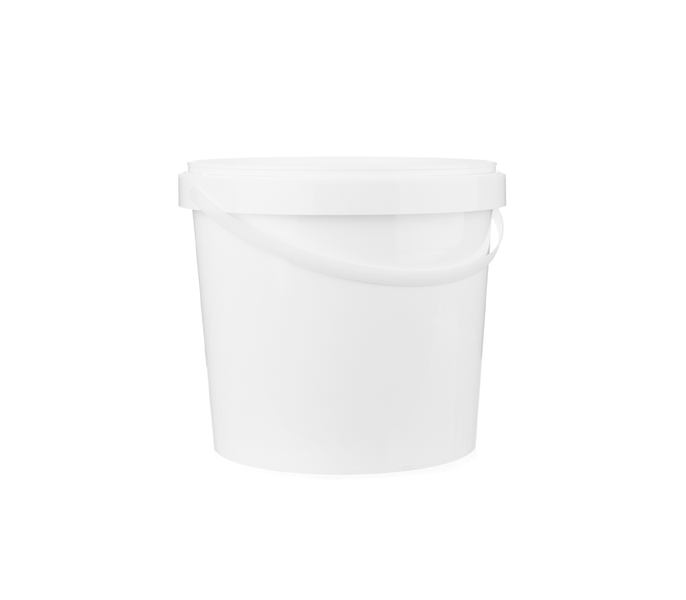 9L Plastic Storage Bucket with Lid (White) - 5 Pack