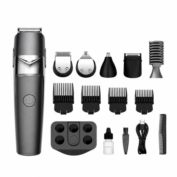 Professional 15-Piece Mens Grooming Kit 5W Body 6 Heads Gift Set