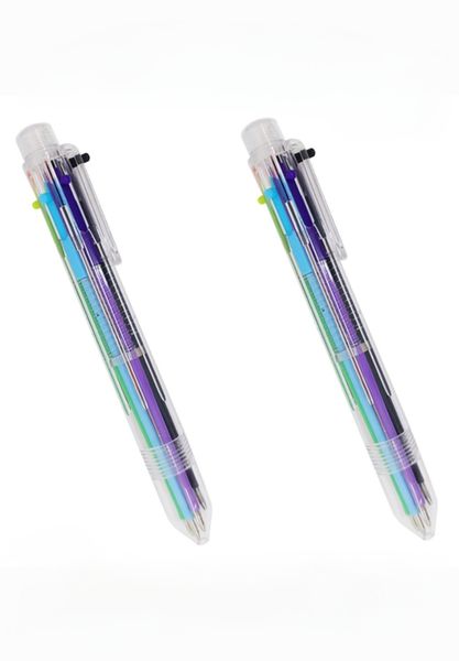 2 Pack 6 -in- 1 Multi Coloured Retractable Ball Point Pens