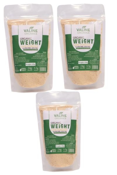 Valine Organic 100% Weight Gain Powder 100g- x 3 pack
