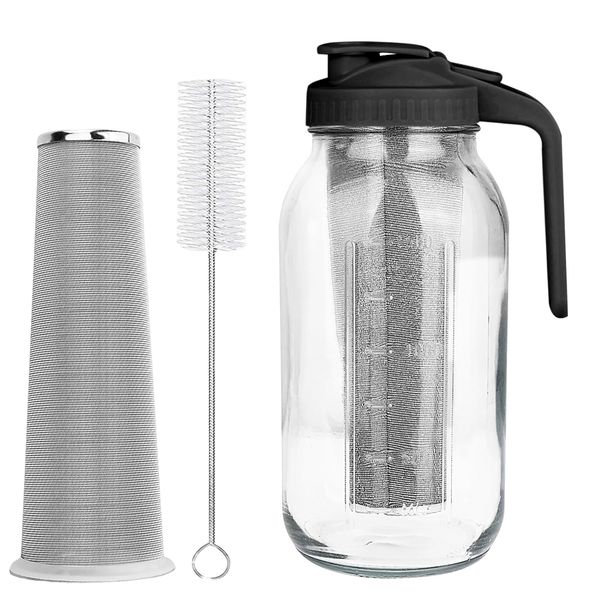 Cold Brew Coffee Maker Machine 1.9L Wide Mouth Iced Mason Jar Pitcher