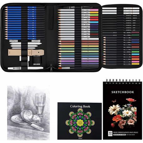 76PCS Professional Sketch&Charcoal Pencil Bag Set Artist Sketching Kit Image