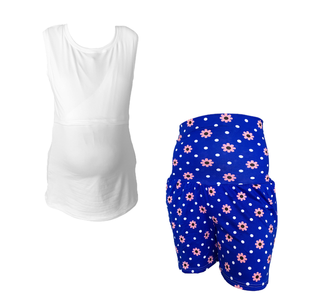 Maternity &amp; Breastfeeding-Hospital Pyjamas Combo-2 Pack-Black &amp; Blue