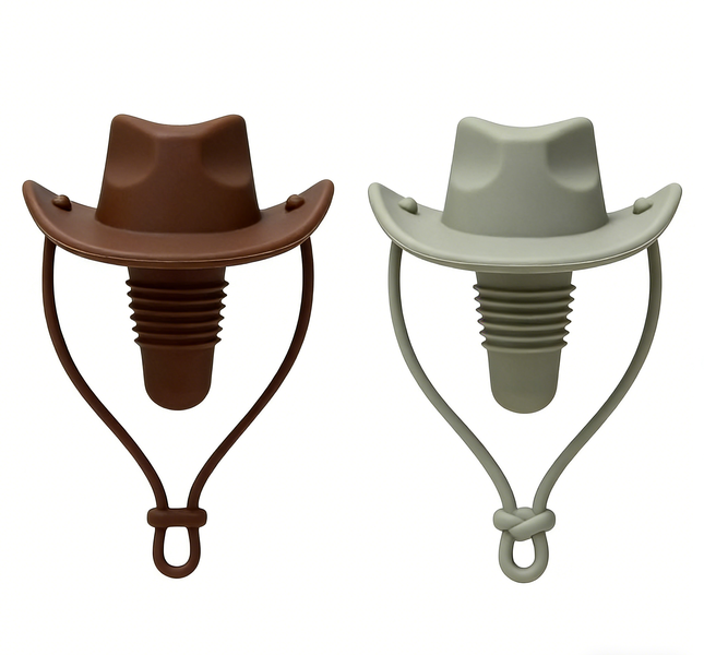 Cowboy Hat Food-Grade Silicone Wine Stopper (2-Pack)