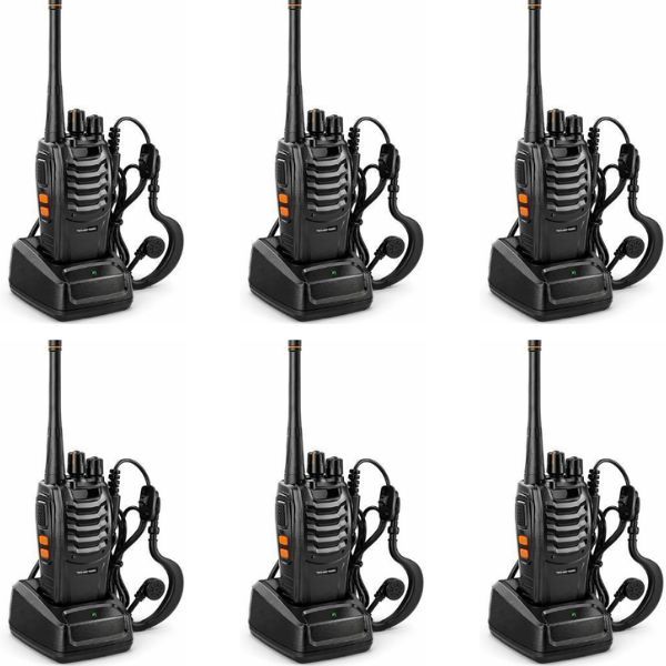 6 Piece 16 Channel UHF Walkie Talkie 400-470MHz 2 Way Radio Set