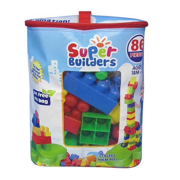 Large Building Blocks Set With Carry Bag - Toddler Learning Toy - 86 pieces