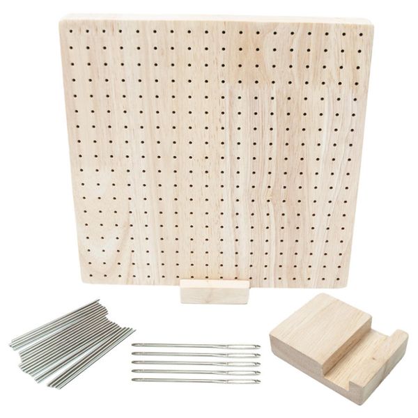 324 Holes Wooden Crochet Blocking Board with Pins &amp; Stand - Natural Color