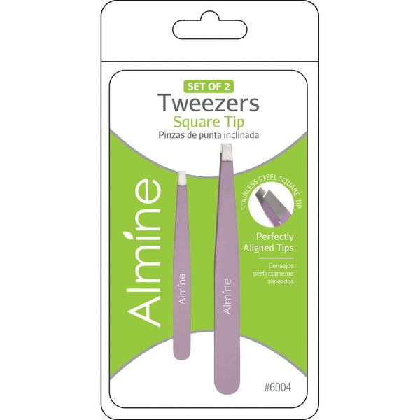 ANN06004 -Almine- Straight Tip Tweezers w/Rubber Coating 2 Piece Purple -4 Pack