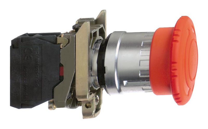 Schneider Electric (XB4BS8442) Emergency Stop Switch, SPST-NC, 120V