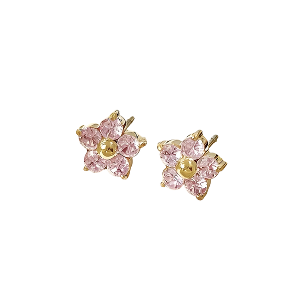 Zirco Flower Design 316 Stainless Steel Ladies Earrings - KC Gold Plated