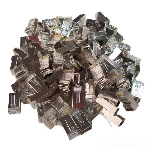 RJ45 Copper Case CAT5 Network Cable Connector Crystal Head Shielded-100pc