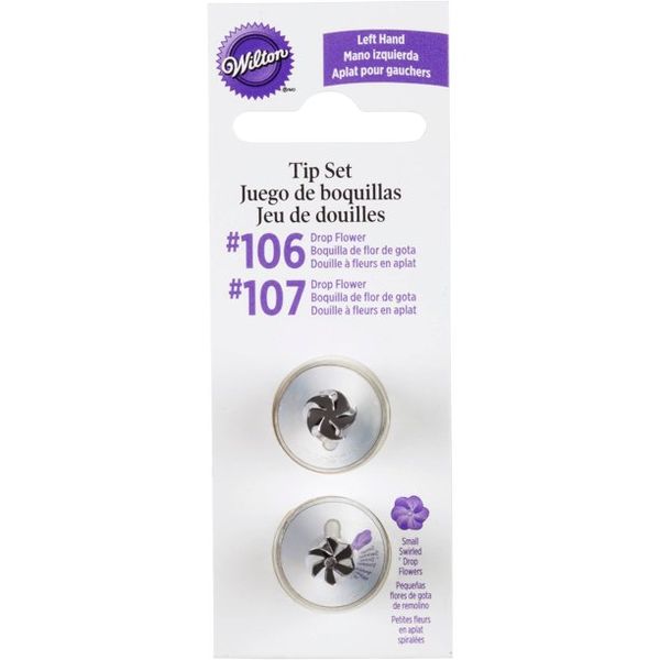 Left Handed 106 107 106L 107L Drop Flower Decorating Tip Icing Nozzle Set