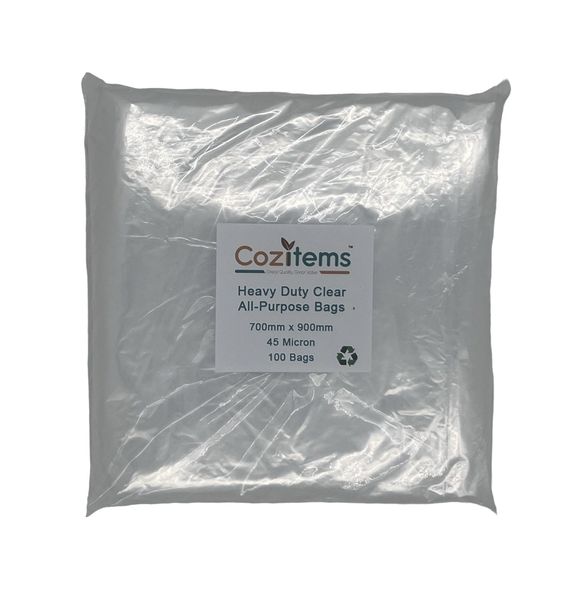 Cozitems Heavy-Duty Clear All Purpose Plastic Bags - 700 x 900mm,45 Micron
