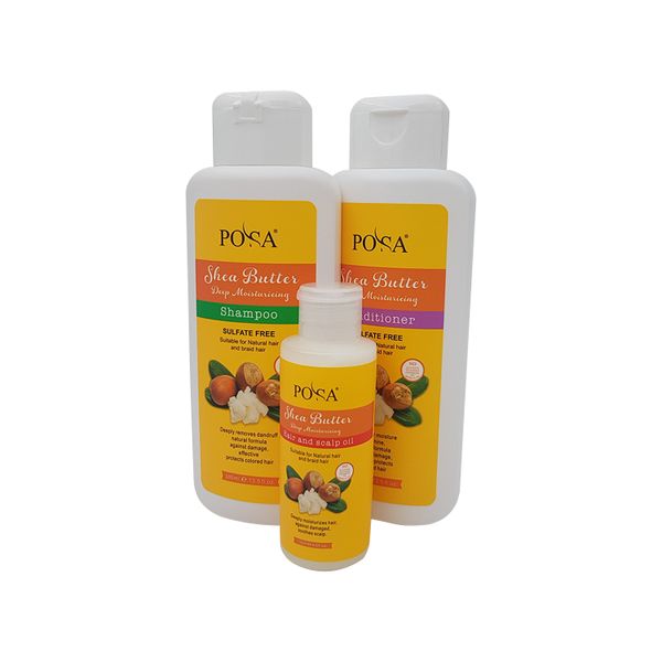 Shea Butter Moisturising Sulfate-Free Twin Pack 385ml &amp; Hair Scalp Oil 120ml