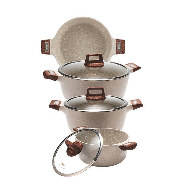 DSP-Non-Stick Casserole Cookware Set 7 In 1 &amp; Glass Lid