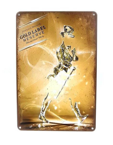 Johnnie Walker Gold Label Reserve Retro Style Metal Bar Sign for Wall Decor