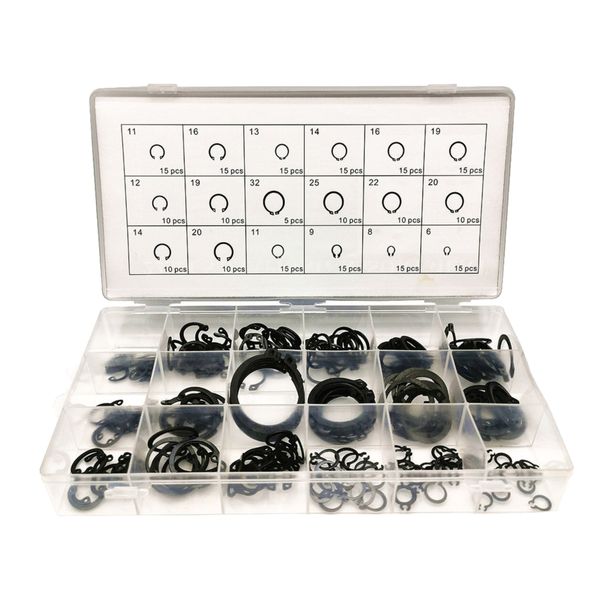 225-Piece Retaining Ring Assortment Snap &amp; E-Clip Set with Case