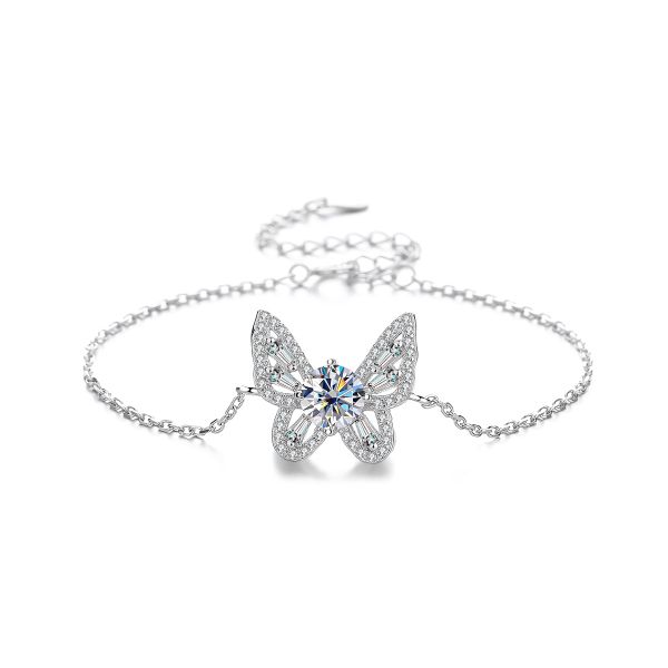 ZELTRYN S925 Sterling Silver Moissanite Butterfly Bracelet