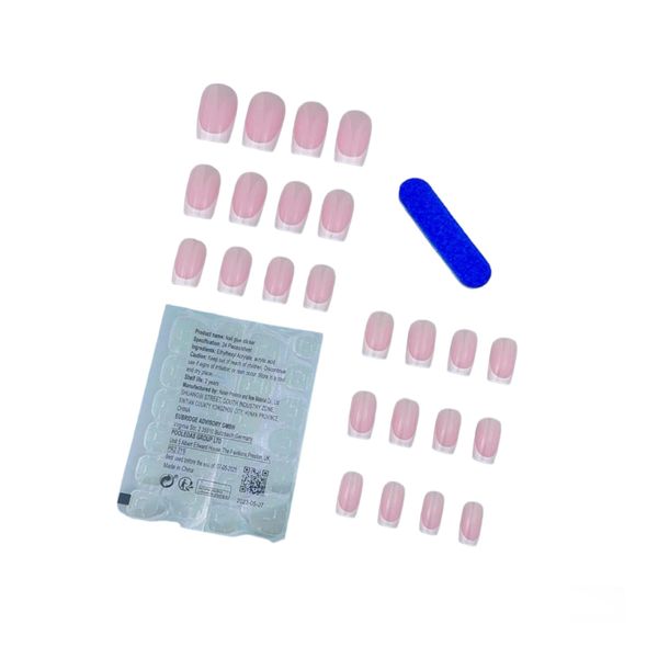 24pcs Short White French Style Fasle Nails