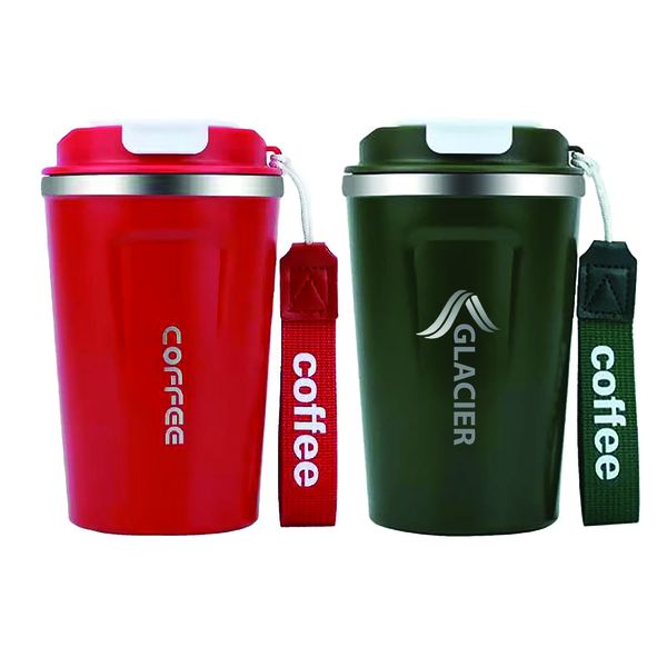 GLACIER 380ml Stainless Steel Coffee Mugs 2 Pack