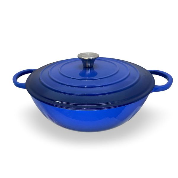 Marseille Blue Enamel Coated Cast Iron Cocotte Dutch Pot