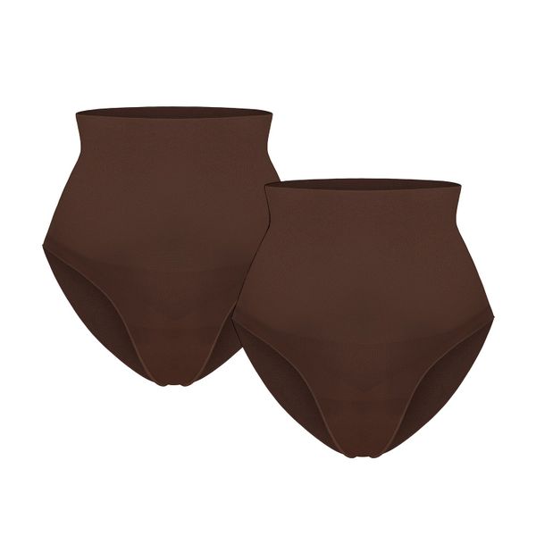 Pear Shapewear Shaping High Waisted Shapewear Underwear Mocha 2 Pack