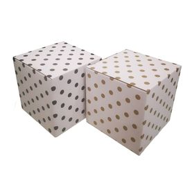 Gift Box Cube Design 10 Pack - Black & Gold Spotted 20cm x 20cm x 20cm ...