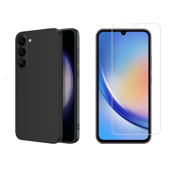 Screen Protector + Silicone Cover Compatible with Samsung A14/A24/A34/A54