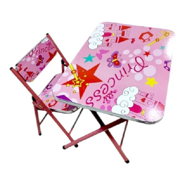 Dream World Kids Folding Study Table &amp; Chair Set-Princess
