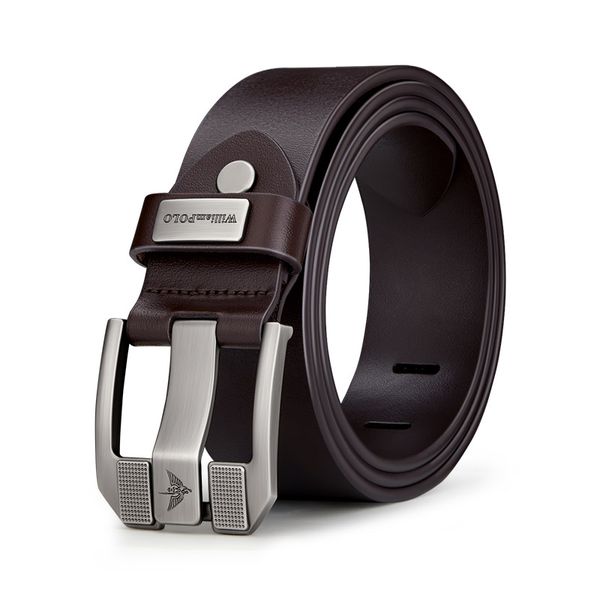 WilliamPOLO Men's Classy Design Pin Buckle Genuine Leather Belt