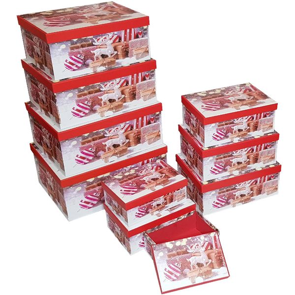 Christmas Decorations Gift Box Set of 10 Boxes - Rudolf