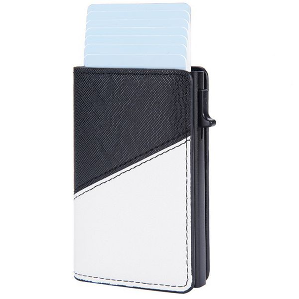 Pop Up RFID Blocking PU Leather Credit Card Holder Wallet with Cash Clip