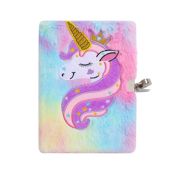 Girls Fuzzy Diary With Combination Lock Soft Fluffy Journal Secret Writing