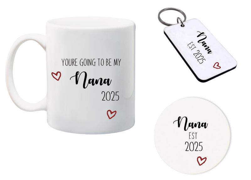 Your's going to be my Nana Mug, Glass Coaster&amp;keyring gift Combo