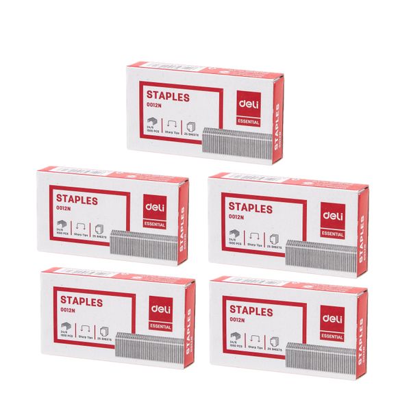 Deli Staples 24/6 - 25 sheets - 1000 pcs per Box - 5 packs