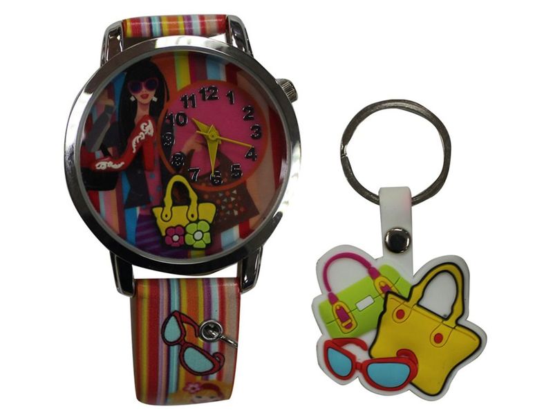 Time Design Kids Girls Watch Keyring Gift Set Stylish Colourful