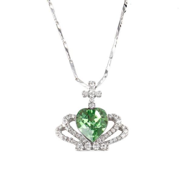 XP Crowned Heart Shaped Swarovski Embellished Crystal Necklace - Violet