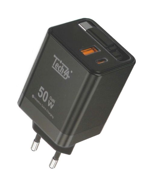 TechZA 50W Super Fast Charger with 75cm Retractable USB-C Cable -TZC13