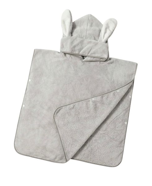 Hooded Towel Grey Rabbit Themed for Babies and Toddlers