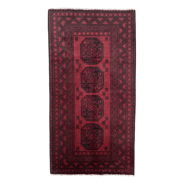 Carpet Express &amp; Decor/HandMade Currant Red/Black Afghan Rug - 195 x 97cm