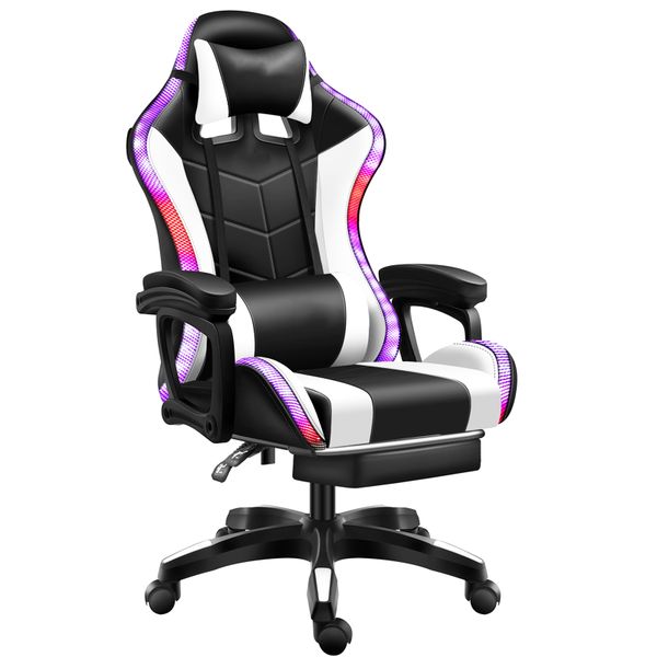 Gaming Chair Ergonomic Computer Chair with RGB Lights and Lumbar Support