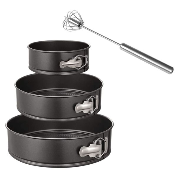 3 Piece Round Springform Set With Hand Whisk Beater Set