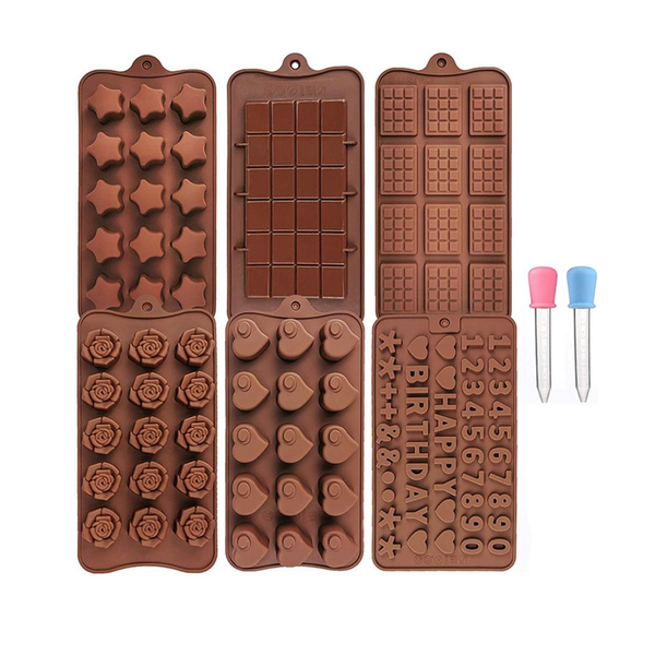 3D Silicone Mold Food Grade for Chocolate Candy Fondant Baking 6-Piece Set