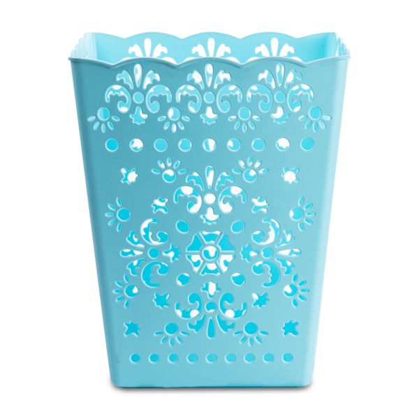 Trash Can - Patterned Waste Basket - Square - Blue