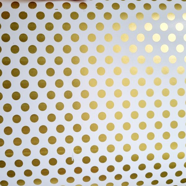 Metalic Gold Dots on White Wrapping paper - 10m roll