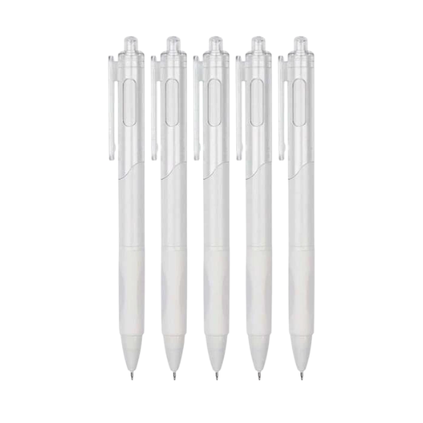 6Pcs Minimalistic Black Ink Gel Pen Set - White