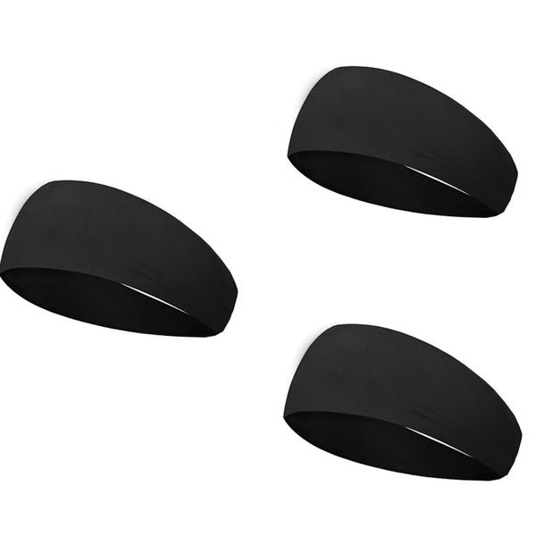 3-piece Black Running Fitness Sports Headband, Sweat-proof Elastic Headband