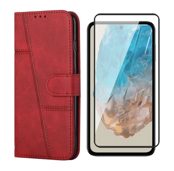Leather Flip Case with Screen Protector Compatible With Samsung A32 4g-Blue