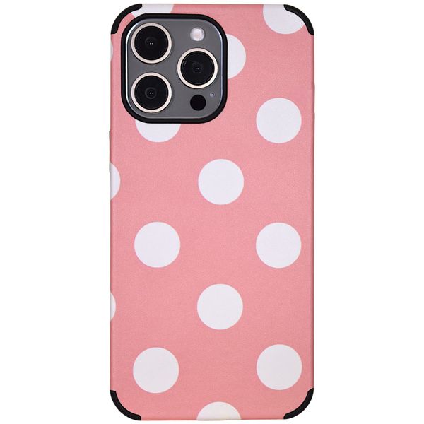 TRENDY Pink &amp; White Polka Dot Phone Case - Compatible with iPhone 15