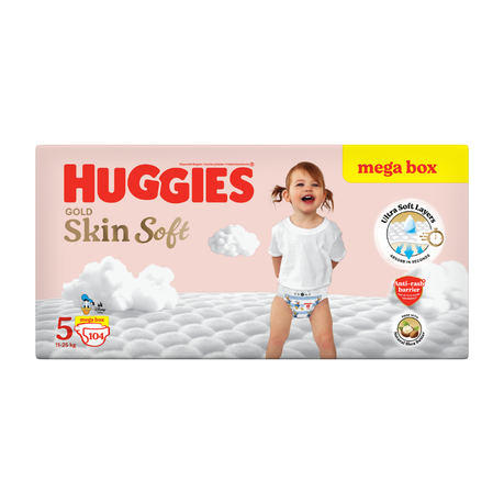 Huggies Gold Skin Soft - Size 5 (11-25kg) - 104 Nappies Mega Box